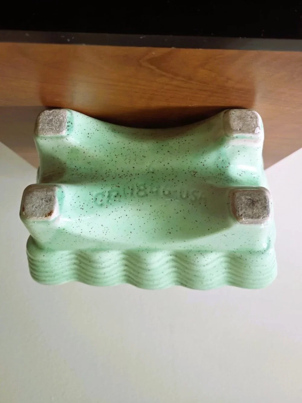 Cookson Pottery Vintage Green White Drip Glaze Planter Dish MCM USA